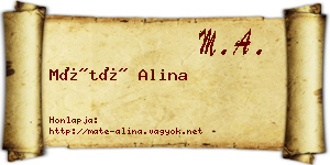 Máté Alina névjegykártya